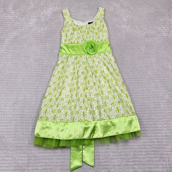 Girl's Beautiful Flowy Green and white Dress Size 7 Great for Spring or Easter - Picture 8 of 14